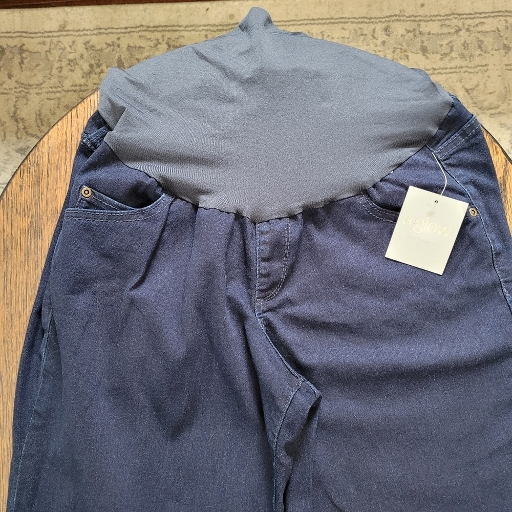 a glow Maternity Full Belly Panel Dark Wash Bootcut Jeans Size Women's 16 NEW - Picture 5 of 15